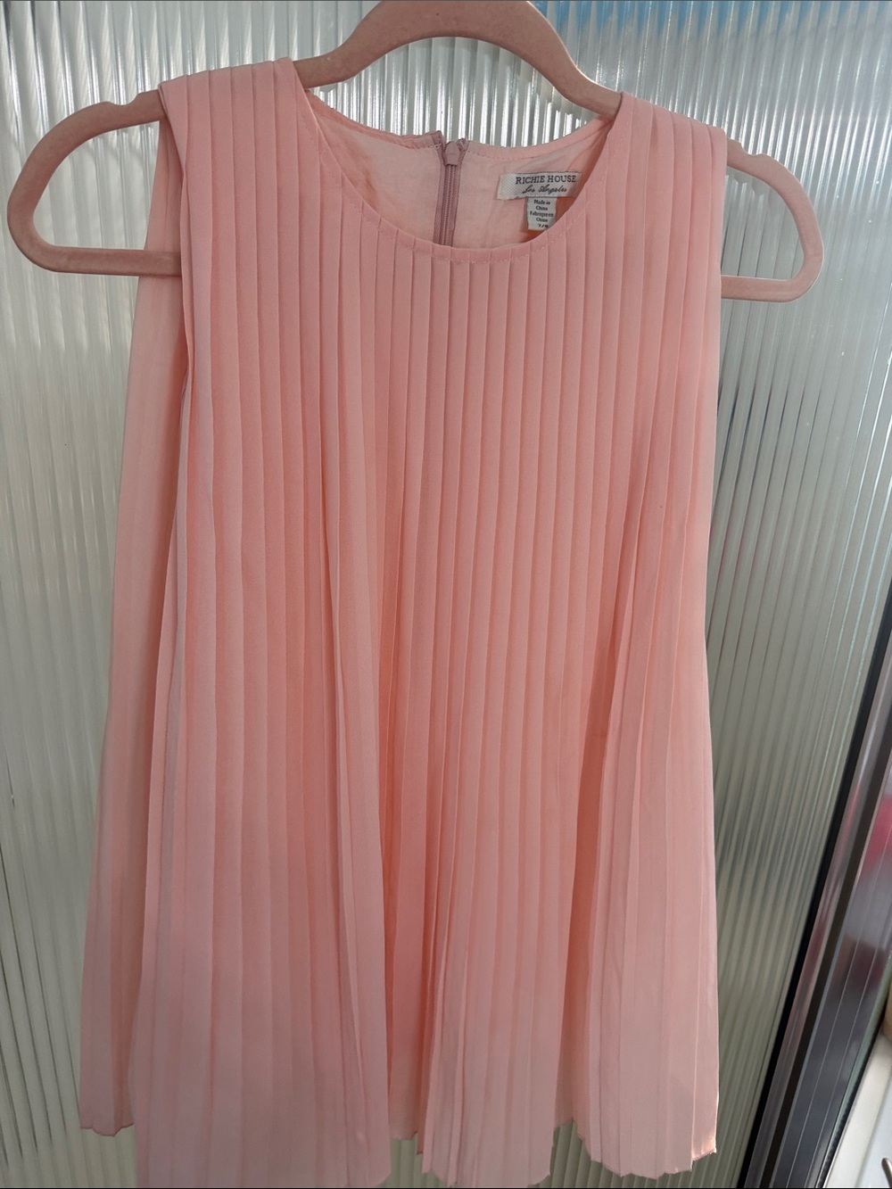 Richie House Girls Pleated Pink Formal Dress